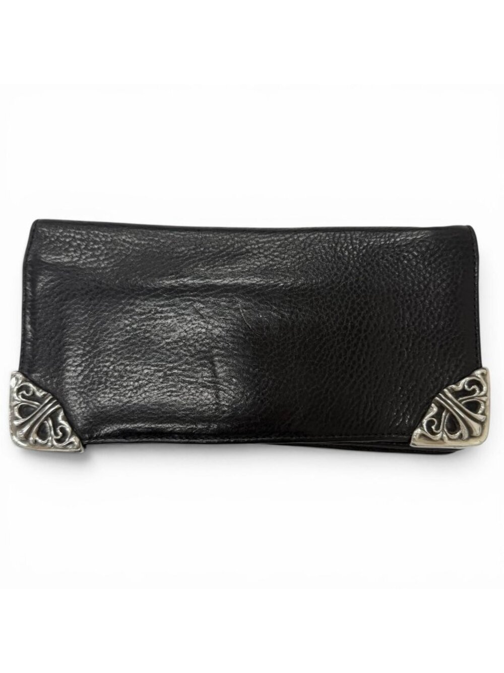 Chrome Hearts Lng Sngl Fld Tips Leather Single Fold Wallet Black Silver